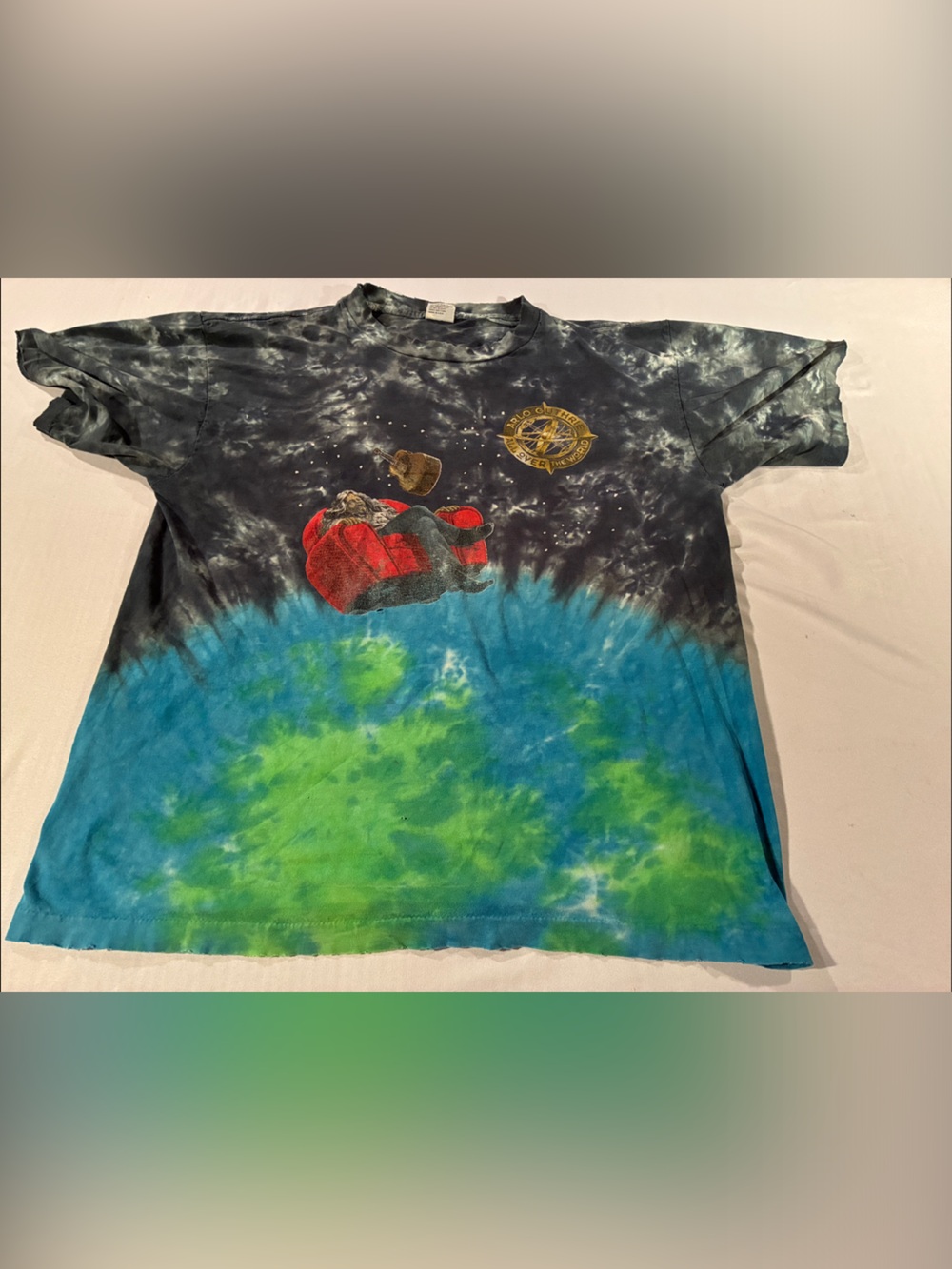 Tie-Dye Space Graphic Short Sleeve Tee - Black/Blue/Green